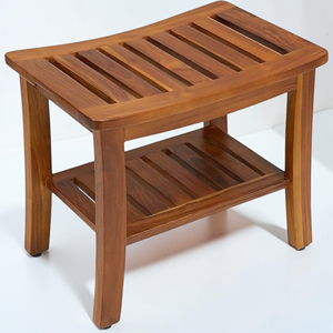 Solid Teak Wood Shower Bench with Shelf 21 Inch Waterproof Bath <b>Stool</b> for Luxury <b>Bathroom</b> Spa Hotel Project Wholesale Supplier - Product Image 6