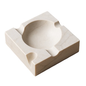 Cendrier carré en pierre blanche de qualité supérieure avec bol rond profond, porte-cigarettes en marbre artisanal, décoration moderne élégante, vente chaude, luxe - Product Image 1