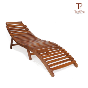 Chaise longue en teck ThinhPhu pour l'extérieur, chaise inclinable au design contemporain, durable, moderne, sans accoudoirs, pieds effilés, hôtel, villa - Product Image 5