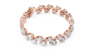 Bracelet de luxe en or rose avec diamants taille poire pour femme, bijoux élégants pour anniversaire de mariage, bracelet jonc en cristal en forme de goutte d'eau - Product Image 3