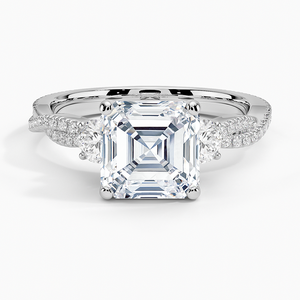 Anillo BOJ 0141 con Corte Asscher, Plata 925, Anillo Solitario de Lujo con Tres Piedras Engastadas, Diamante de 2ct, Color D, VVS1, Moissanita, Certificado GRA, en Oferta - Product Image 1