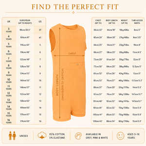 Combinaison tube couleur moutarde orange |   Combinaison adaptative sans manches en coton extensible avec fermeture éclair pour enfants, à jambes longues, facile à enfiler, tenue sensorielle - Product Image 4