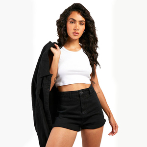 Fasmic International Women's High Waisted Black Denim Shorts Stretch Ripped Vintage for Wash Skinny Fit Casual Summer - Product Image 5