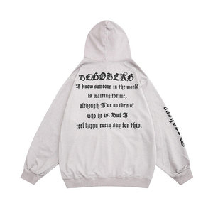 Sudadera con Capucha Extra Grande para Mujer, Gris, de Algodón Tejido, Manga Larga, Cierre Frontal con Cremallera, Estampado de Letras, Ropa de Otoño - Product Image 4
