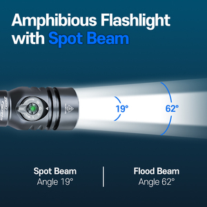 ZeroBeam D7 3100 Lumens Rechargeable LED Flashlight IP68 Waterproof 100m Diving Torch 498m Long Range Beam 19 <b>Spot</b> Dial - Product Image 4