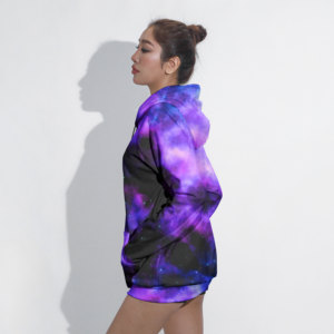 <b>Women's</b> Galaxy Printed Hooded <b>Sweatshirt</b> Long Sleeve Pullover With Pockets Breathable Knitted Short Length Autumn Wear - Product Image 2