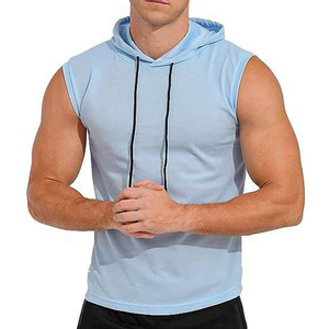 <b>Mens</b> Sleeveless Hoodie Sportswear Cotton Fabric Quick Dry Breathable Side Pocket OEM Wholesale Supplier - Product Image 3