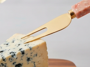 <b>Cheese</b> <b>Knife</b> <b>Set</b> With Pink Marble Resin Handle Gold Metal Blades Durable Dishwasher Safe For Kitchen Use And Hotel Use - Product Image 5