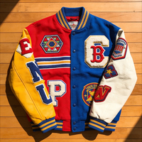 Veste de baseball personnalisée pour hommes, avec patchs en chenille brodés, col montant, veste de style Letterman, haute qualité