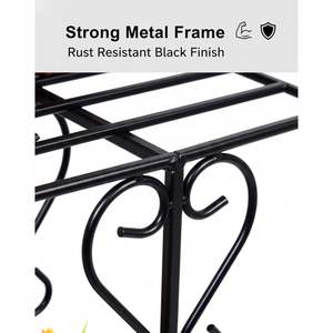 Support de plantes en métal d'extérieur MetalTouch à 2 niveaux, support de pot de fleurs en fer antirouille, élégant petit support de jardinière pour balcon en gros - Product Image 6