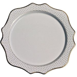 Plato de Presentación de Metal Esmaltado Hecho a Mano, Bandeja Redonda Blanca con Puntos para Comidas Elegantes, Suministro de Vajilla Decorativa al por Mayor - Product Image 1