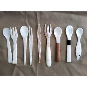 Utensilios de Concha Marina Hechos a Mano, Juego de Cuchara y Tenedor de Concha Natural, Decoración Coleccionable Ecológica - Product Image 2
