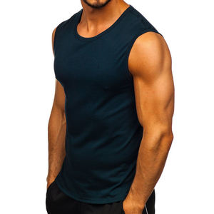 Camiseta sin Mangas para Hombre, Cuello Redondo, Color Sólido, Tejido Transpirable, Informal, 100% Algodón, Secado Rápido, OEM - Product Image 3