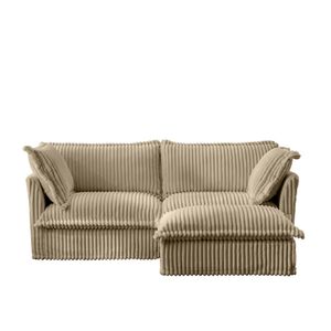 Divano componibile a L a 2 posti con pouf convertibile, seduta ampia e profonda e rivestimento sfoderabile per soggiorno - Product Image 5