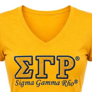 Women Embroidered T Shirt Custom Greek Letter Short Sleeve Crew Neck Casual Tee Premium <b>Stitching</b> Sorority Fashion <b>Top</b> Wholesale - Product Image 2