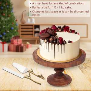 Support à gâteau décoratif en bois naturel fait main et personnalisable pour les réceptions à domicile, les occasions festives et la présentation élégante des aliments - Product Image 3
