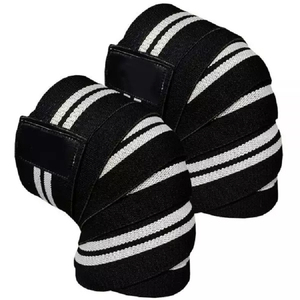 Wholesale Durable Comfortable Adjustable Cotton & Polyester Gym <b>Knee</b> Wrap for Weight Lifting with Customized Logo and Color - Product Image 5