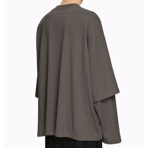 เสื้อยืดแขนยาวผู้ชายลำลอง ผ้าฝ้าย 100% สองชั้น สั่งทำได้ ทรงโอเวอร์ไซส์ เรียบๆ พิมพ์ลาย แขนถักสองชั้น - Product Image 2