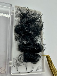 Extensions de cils 14D en cheveux synthétiques faits à la main, naturels, longs, volume en éventail à base fine, noir mat, taille personnalisée, boîte écologique - Product Image 6
