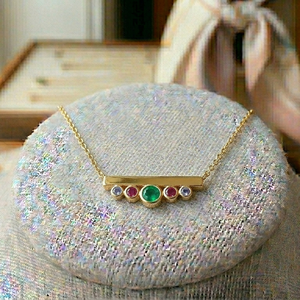 สร้อยคอออนิกซ์สีเขียวทรงกลมคลาสสิก 16 นิ้ว ประดับด้วยหินหลายชนิด เงินแท้ 925 ชุบทอง 18K เครื่องประดับทันสมัย - Product Image 5