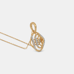 14K Yellow Gold Double Halo Lab Grown Diamond Pendant Necklace - Product Image 6