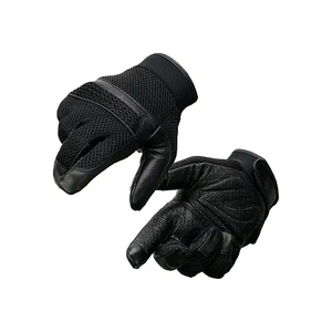 Gants de moto en cuir noir pour homme Samroz Sports avec écran tactile - Product Image 1
