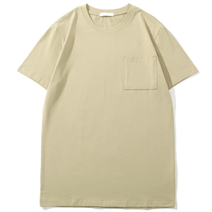 เสื้อยืดผ้าฝ้ายทอธรรมดา 190 กรัม ทรงหลวม สีพื้น แขนสั้น ใส่ได้ในฤดูร้อน มีกระเป๋าเสื้อ แห้งเร็ว สำหรับผู้ชาย - Product Image 4