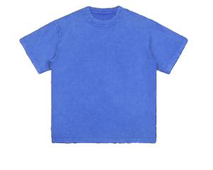 T-shirt en coton bleu pour homme, manches courtes, col rond, coupe classique, décontracté, couleur unie, jersey tricoté, design uni - Product Image 2