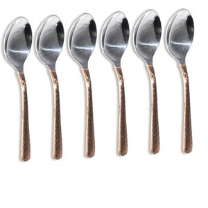 Cuillère de service en acier inoxydable à manche martelé en cuivre, qualité supérieure, pour la maison, l'hôtellerie et la restauration - Product Image 1