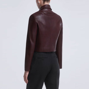 Chaqueta de Cuero Corta de Alta Calidad para Mujer, Nuevo Estilo, con 2 Bolsillos Laterales Personalizados, Chaquetas de Cuero a la Moda para Mujer - Product Image 2