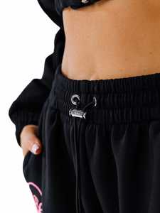 2026 Womens <b>Cropped</b> <b>Zip</b> Hoodie Solid Wide Leg Jogger Set Custom Fleece Two Piece Winter 400g Activewear Wholesale Custom Color - Product Image 6
