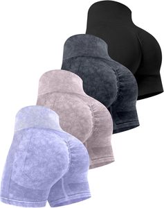 Shorts de sport pour femme, taille haute, effet ventre plat, froncé discret, pour la course et le yoga - Product Image 2