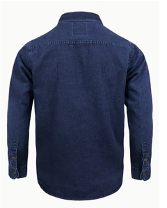 Camisa de Mezclilla TRIBON SPORTS para Hombre, Corte Slim Fit, Transpirable, Manga Larga, Cierre de Botones, Lavado Medio, Color Sólido, Estilo Moderno, 100% Algodón - Product Image 2