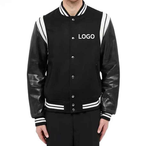 Nouvelle Veste Universitaire Noire Personnalisée 2026 avec Manches en Cuir, Boutons-Pression et Logo Brodé - Product Image 4