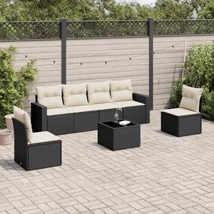 Conjunto de Sofás Modulares de Ratán PE Negro, Diseño Estándar para Espacios Exteriores - Product Image 1