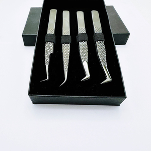 Pinzas con Punta de Fibra para Extensión de Pestañas de Volumen/Aislamiento, con Caja de Pinzas Personalizada, Pinzas de Agarre de 90 Grados, Acero Inoxidable - Product Image 5