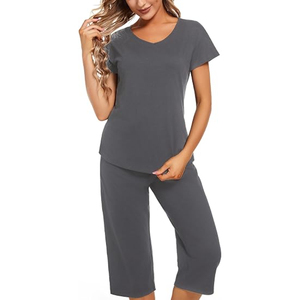 Wholesale Women 2 Piece <b>Pyjama</b> Sets Sexy Breathable Solid Women's <b>Pyjamas</b> Sets Sleepwear Nightgowns Customizable OEM Supply - Product Image 5