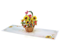 Panier en papier floral, carte pop-up 3D, forme hexagonale, carton imprimé numériquement, artisanat, décoration de la maison