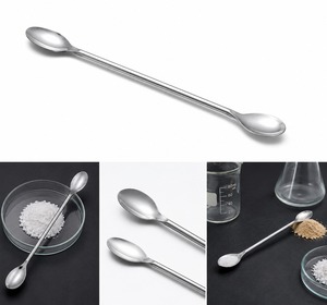 Cuchara de laboratorio de doble punta de acero inoxidable FENTEX para manipulación de productos químicos y muestreo - Product Image 2