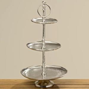 Plateaux de service ronds en acier inoxydable, finition miroir, conformes aux normes alimentaires, support à gâteau en métal à 3 niveaux avec poignée en forme de tête de cerf moulée à la main - Product Image 6