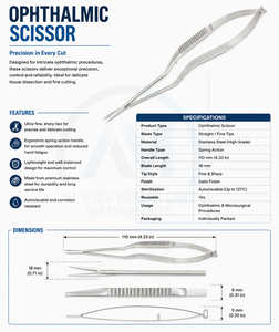 Pinzas Quirúrgicas Al Mida Healthcare, Punta Fina, Instrumento Microquirúrgico de Precisión, Certificado CE, Clase II para Cirugía Ocular, Manual - Product Image 6