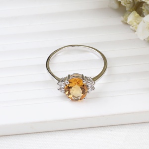 Wholesale 925 Solid Sterling Silver Natural Oval Citrine <b>Cubic</b> <b>Zirconia</b> Side Cluster <b>Ring</b> Fine Jewelry Memoria Jewels - Product Image 2