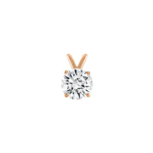 1 Ct Round Lab Created Grown Diamond <b>Solid</b> Real 14K Rose Gold Pendant <b>Necklace</b> - Product Image 3