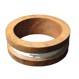 Bracelet en bois bicolore moderne avec incrustation en métal argenté poli - Bracelet géométrique en bois durable - Minimaliste et écologique - Product Image 1