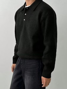 Suéter de cuello para hombre, estilo informal, de alta gama, para otoño/invierno, cárdigan de invierno, capa interior, top base, tejido transpirable, liso - Product Image 4