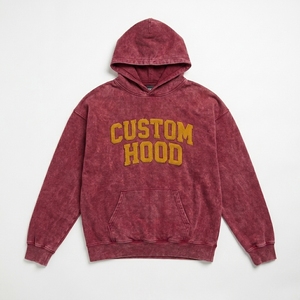 Sweat à capuche homme en molleton de coton épais, style vintage High Street, avec patch chenille personnalisé, épaules tombantes, haut streetwear rétro - Product Image 1