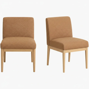 Chaise de salle à manger rembourrée en tissu avec pieds en bois, chaise d'appoint moderne pour salle à manger - Product Image 3