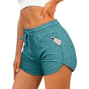 Shorts découpés au laser pour femme, en polaire perforé, taille haute, poches latérales, cordon de serrage, taille élastique, coupe décontractée, pour l'été - Product Image 4