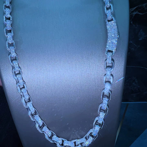 Collar de Cadena Iced Link con Moissanita VVS Unisex, Bañado en Rodio, Certificado GRA, Tendencia, Superventas, Gran Oferta, Hip Hop, Bling, Lujo - Product Image 1