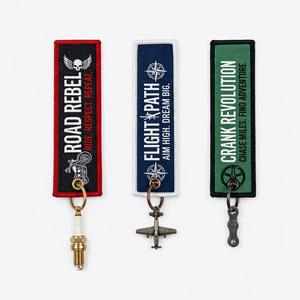 Promotional Customize Fabric <b>Key</b> Chain Car Airplane Motorcycle Jet <b>Tag</b> Engine Custom Brand Logo Embroidered Keychain - Product Image 1